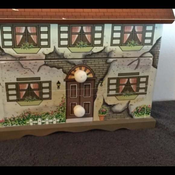 JEWELRY BOXTrinket Box House W/hinged roof drawers Storage & Organization